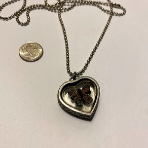 Necklace with Butterfly and Heart Pendant